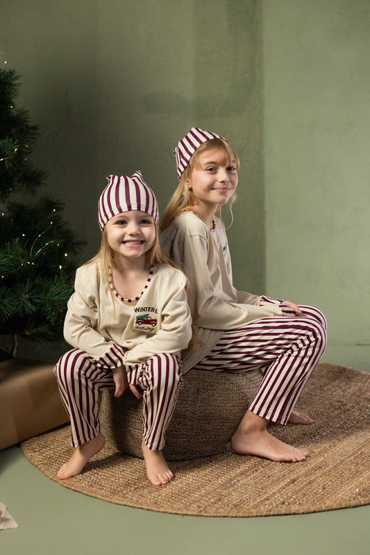 Pidžama za decu Elegant Burgundy Night